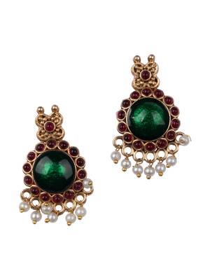 Gold plated green floral necklace set 4
