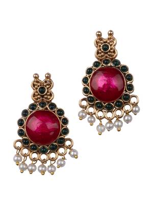 Gold plated pink floral necklace set 4