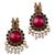 Gold plated pink floral necklace set