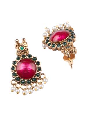 Gold plated pink floral necklace set 5