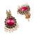Gold plated pink floral necklace set