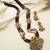 Gold plated goddess maroon beads long necklace set