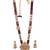 Gold plated goddess maroon beads long necklace set