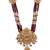 Gold plated goddess maroon beads long necklace set