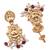 Gold plated goddess maroon beads long necklace set