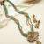 Gold plated goddess turquoise beads long necklace set