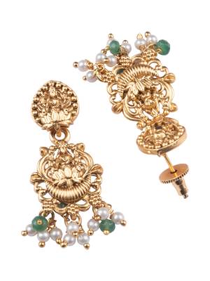 Gold plated goddess turquoise beads long necklace set 4