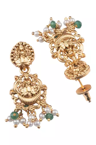 Gold plated goddess turquoise beads long necklace set
