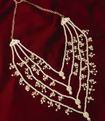 cream & gold layered pearl wedding necklace