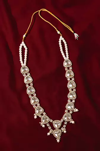 Vastramay men's cream single layer rhinestone pearl wedding necklace