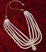 cream layered pearl rhinestone wedding necklace