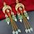 Elegant mint kundan & beads chain dangler earrings for women & girls.