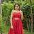 Red leheriya bandhani embroidered  kurta with pant