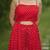 Red leheriya bandhani embroidered  kurta with pant