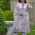 Purple lotus hand embroidered cotton kurta set