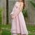 Baby pink lotus hand embroidered cotton kurta set