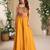 Orange heavy chinon palazzo set full- stitched free size 
