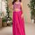 Magenta heavy chinon palazzo set full- stitched free size 