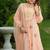 Peach lotus hand embroidered cotton suit set