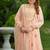 Peach lotus hand embroidered cotton suit set