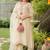 Beige lotus hand embroidered cotton suit set
