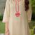 Beige lotus hand embroidered cotton suit set