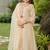 Beige lotus hand embroidered cotton suit set