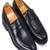 Black solid leather shoes