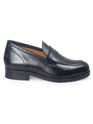 Black solid leather shoes 4
