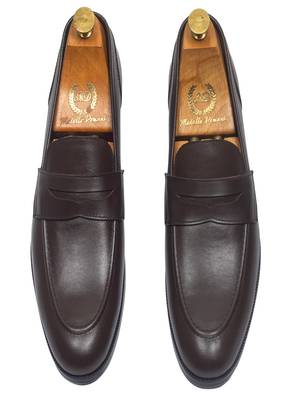 Brown solid leather shoes 1
