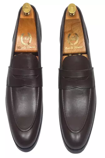 Brown solid leather shoes