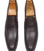 Brown solid leather shoes