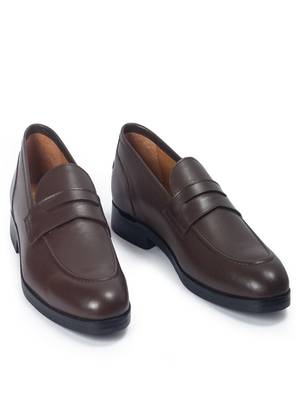 Brown solid leather shoes 3