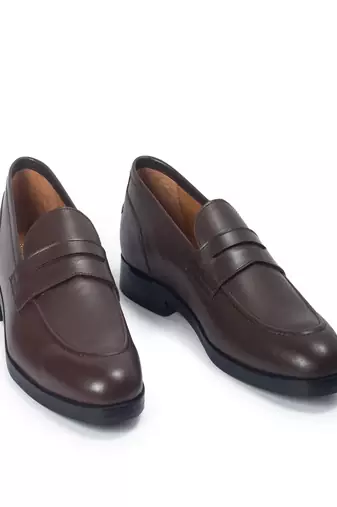 Brown solid leather shoes