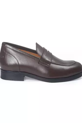 Brown solid leather shoes