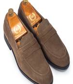 Olive solid leather shoes