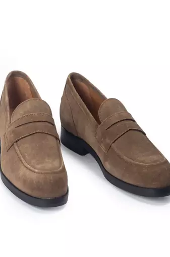Olive solid leather shoes