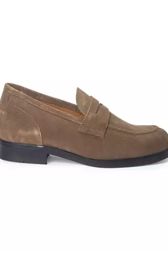 Olive solid leather shoes