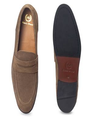 Olive solid leather shoes 4
