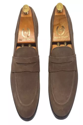 Olive solid leather shoes