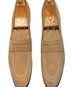Beige solid leather shoes