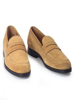 Beige solid leather shoes 3