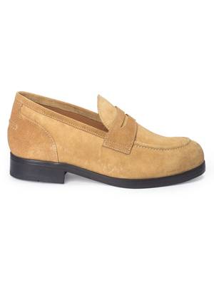 Beige solid leather shoes 4