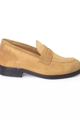 Beige solid leather shoes