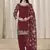 Maroon embroidered  roman silk patiala suits