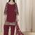 Maroon embroidered  roman silk patiala suits