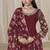 Maroon embroidered  roman silk patiala suits