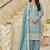 Sea green embroidered organza (crush fill) salwar kameez