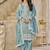 Sea green embroidered organza (crush fill) salwar kameez