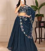 Women's Rama Faux Georgette Embroidered Sequins Lehenga Festive Wear